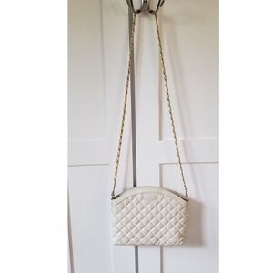 Ganson Crossbody Bag White Quilted Leather Gold Chain Made in Korea Night Purse